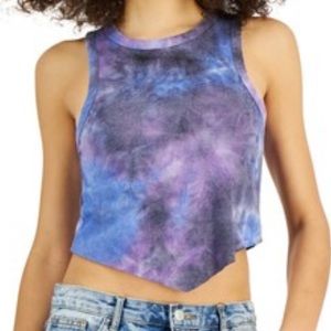 NWT Rebellious One Tie Dyed V Hem Tank Violet Blue Size Medium